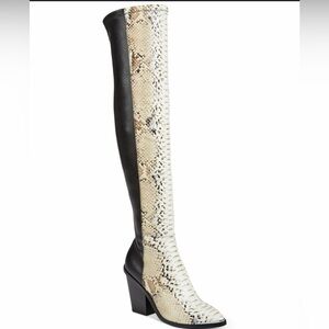 Snakeskin and Black Over-the-Knee Boots